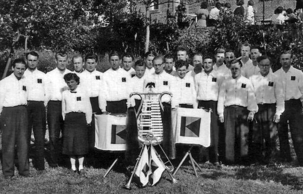 Kolpingkapelle Gemünden auf dem Feuerwehrfest in Rieneck 1954